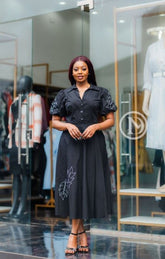 Elegant black midi dress